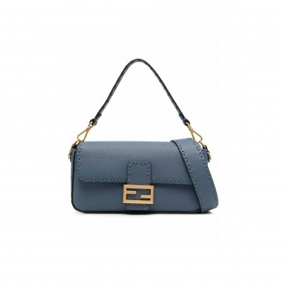 FENDI BAGUETTE LEATHER SHOULDER BAG (28*15*6.5cm) 